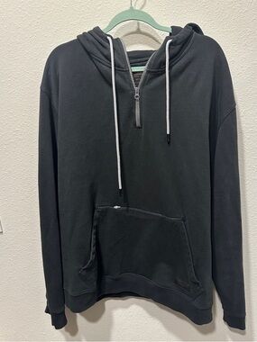 Smith + Rogue Black Half-Zip Hoodie with Contrast Trim